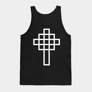 White Geometric Cross Tank Top